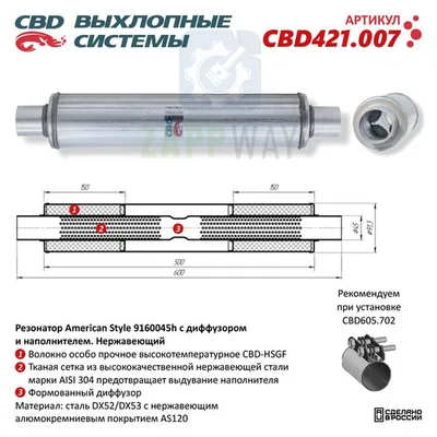 Резонатор American Style 9160045h с диффузором и наполнителем CBD