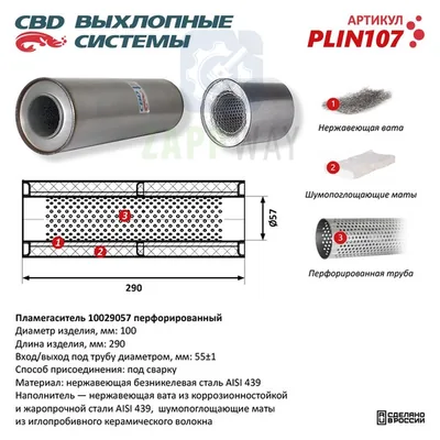 Пламегаситель перфорированный из нержавейки CBD CBD