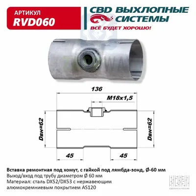 Вставка под хомут с гайкой для лямбда-зонда CBD