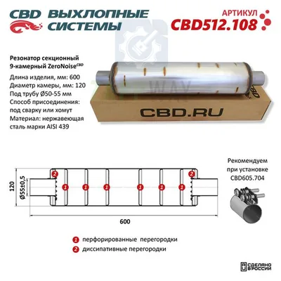 Резонатор ZeroNoise для трубы 50-55мм CBD