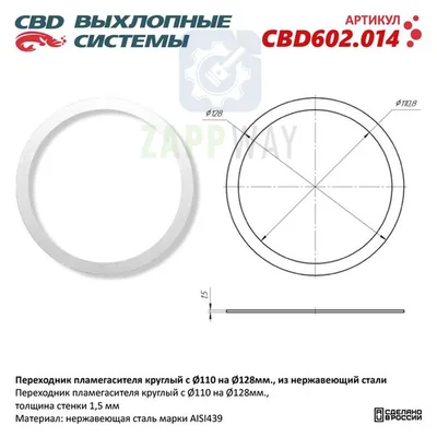 Переходник пламегасителя 110-128 мм нерж. сталь CBD