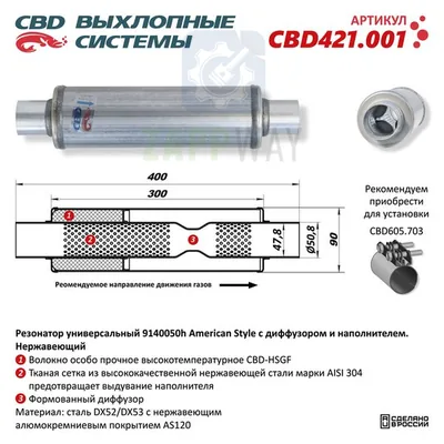 Резонатор American Style 9140050h с диффузором и наполнителем CBD