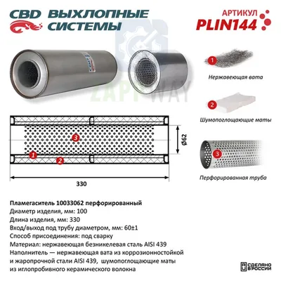 Пламегаситель перфорированный узел нерж. сталь CBD