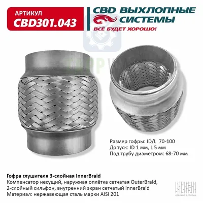 Гофра глушителя 3-сл Innerbraid 70-100   CBD