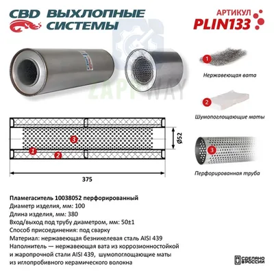 Пламегаситель внутренний узел нерж. сталь CBD