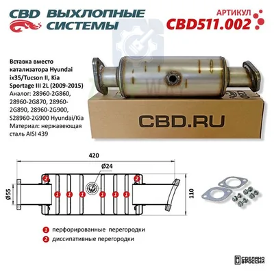 Вставка вместо катализатора ix35/Tucson/Sportage CBD