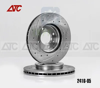 Тормозные диски передние HYUNDAI SOLARIS (09.2010-12.2016), KIA RIO III (09.2011-) (насечк+перф) АТС