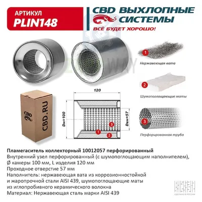 Пламегаситель коллекторный перфорированный нерж. сталь CBD