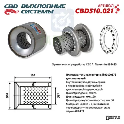 Пламегаситель коллекторный диссипативный из нержавейки CBD