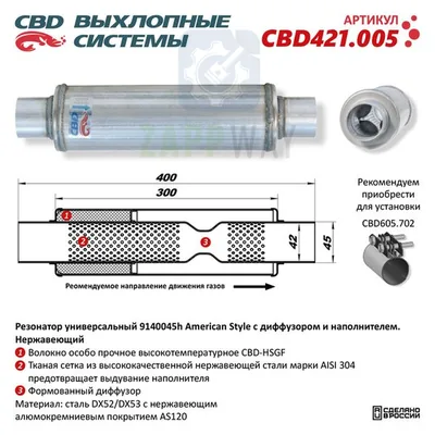 Резонатор American Style 9140045h с диффузором и наполнителем CBD