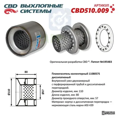 Пламегаситель коллекторный диссипативный из нержавейки CBD