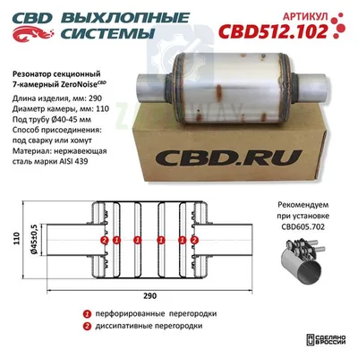 Резонатор ZeroNoise универсальный 7-камерный, труба 40-45мм CBD