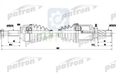 Полуось передняя левая Patron КПП JR5 (16 КЛ 5-7 МЕСТ / 8 КЛАП - 7 МЕСТ) Largus, Logan