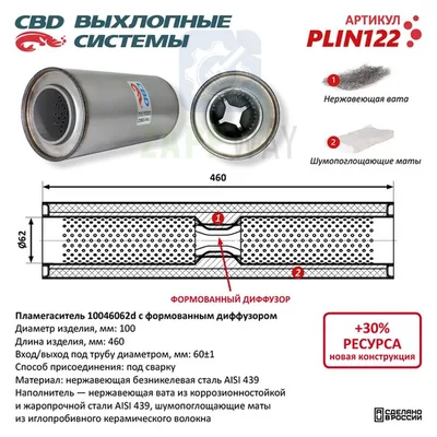 Пламегаситель с перфор. диффузором нерж. сталь CBD