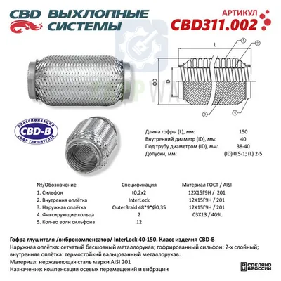 Гофра глушителя 3х-сл InterLock 40-150   CBD