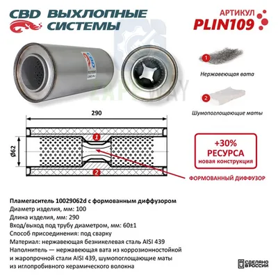 Пламегаситель с перфор. диффузором нерж. сталь CBD