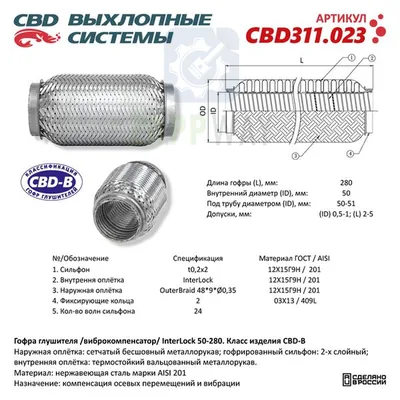 Гофра глушителя 3х-сл InterLock 50-280   CBD