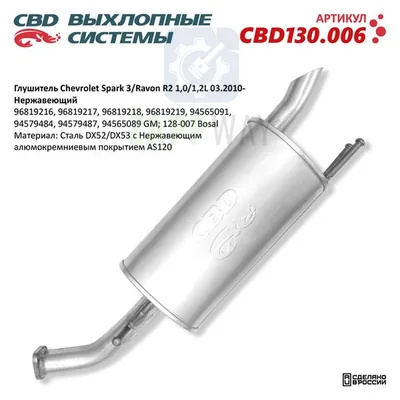 Глушитель Шевроле Спарк 3 Равон R2 нерж CBD