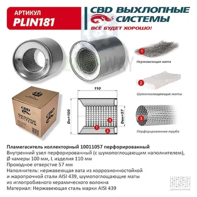 Пламегаситель коллекторный перфорированный нерж. сталь CBD