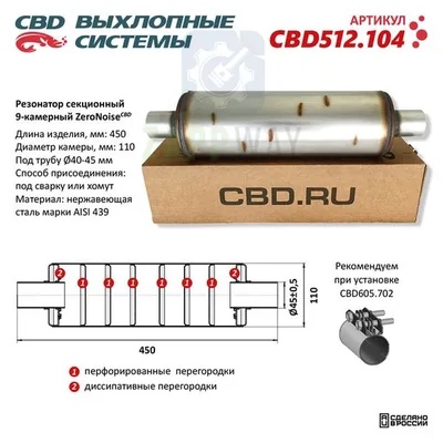 Резонатор ZeroNoise универсальный 9-камерный, труба 40-45мм CBD