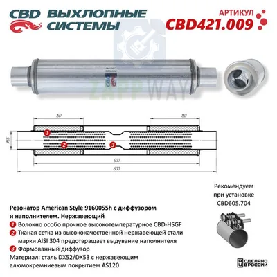 Резонатор American Style 9160055h с диффузором и наполнителем CBD