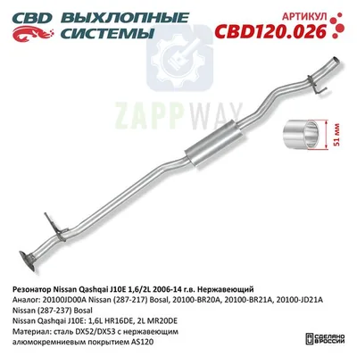 Резонатор Nissan Qashqai J10E 1,6/2L 2006-14 г.в. CBD